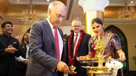 Trade Minister Don Farrell at a promotion for Australian produce in Mumbai.