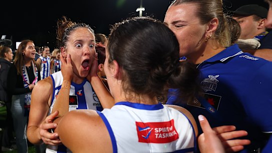 Emma Kearney of the Kangaroos celebrates.
