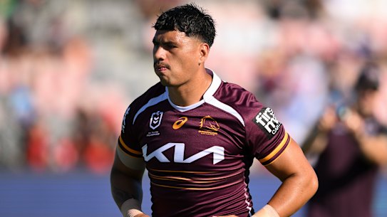 Ben Te Kura in action during the Brisbane Broncos’ 2025 preseason.