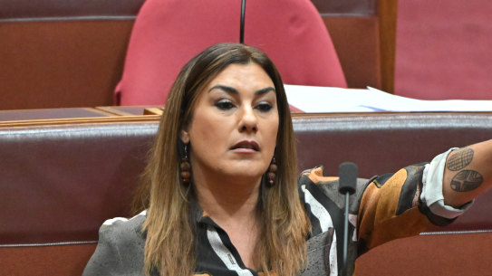 Independent senator Lidia Thorpe during Senate question time on Wednesday.