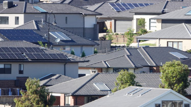 NEWS November 13, 2020.  A general view of housing construction in the outer Melbourne suburb of Sunbury. Photo by Paul Rovere

generic, suburban housing development, developers, house, new homes, residential, construction workers, building, suburbs, urban sprawl, builders, trusses, truss, frames, labourers, HomeBuilder stimulus, scaffolding, real estate, Domain, roof tops, roofs, rooves, roofing, solar panels, green wedge, density, fringe, planning