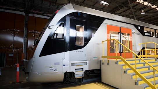 A prototype of the new intercity trains, which do not have a firm date to enter service.