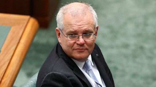 Prime Minister Scott Morrison during the division when Bridget Archer crossed the floor to vote against the government.