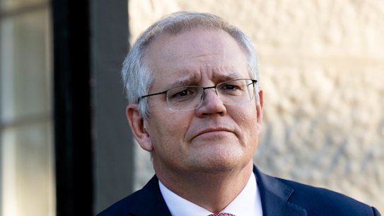 Prime Minister Scott Morrison speaks at a press conference 