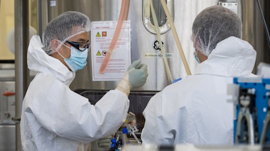Scientists at CSL’s Parkville vaccination  facility.