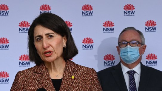 NSW Premier Gladys Berejiklian and NSW Health Minister Brad Hazzard during the COVID-19 update.