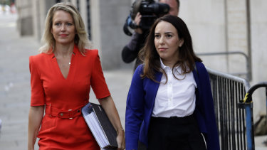 Assange's partner, Stella Moris, right, and his lawyer Jennifer Robinson, arrive at the Central Criminal Court, the Old Bailey on September 14.