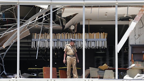 The aftermath of the attack on the Shangri-La hotel in Colombo on Sunday.