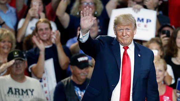 US President Donald Trump during a rally in Ohio on Saturday.