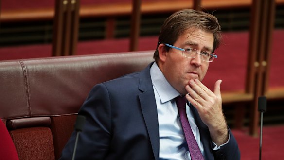 Senator James McGrath during debate in the Senate at Parliament House.