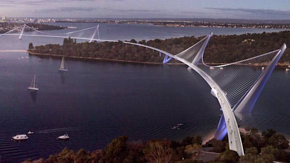 An artist's impression of the proposed Three Points Bridge in Perth.