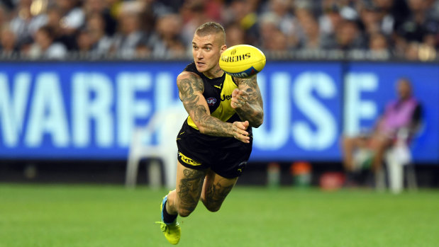 Is it a bird? Is it a plane? No, it's Dustin Martin, and he's no Superman at the moment.