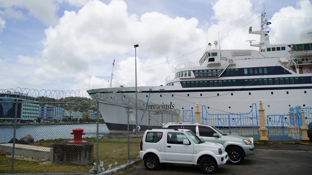 The Freewinds cruise ship is docked in the port of Castries.
