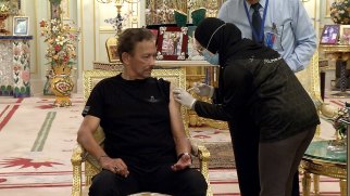 Brunei’s Sultan Hassanal Bolkiah receives a dose of COVID-19 vaccine at the royal palace in April.