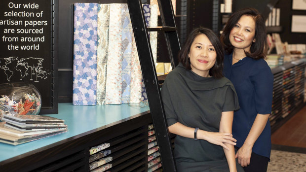 Kami Paper business co-owners Jean Soh (left) and Yupin Piesse.