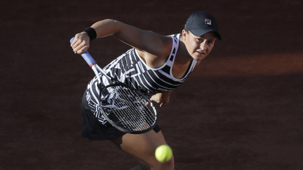 Emerging: Ash Barty in action during her third-round win.