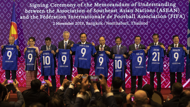 Ahead of the East Asian Summit, ASEAN leaders sign a deal with FIFA in Bangkok  in November.