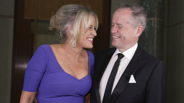 Opposition Leader Bill Shorten and Chloe Shorten at the Mid Winter Ball at Parliament House in Canberra in September.