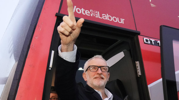 Labour leader Jeremy Corbyn arrives for a stump speech in Sheffield, England. 
