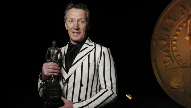 Craig Bellamy accepts the Dally M coach of the year award last October.