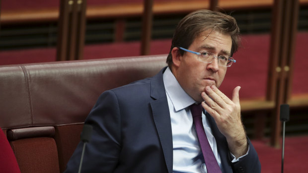 Senator James McGrath during debate in the Senate at Parliament House.