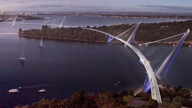 An artist's impression of the proposed Three Points Bridge in Perth.