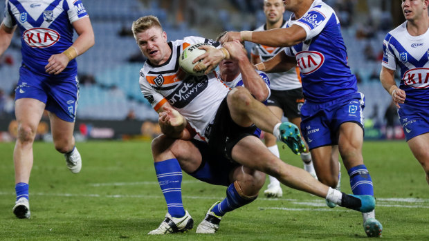 Tigers back-rower Luke Garner was sent for a spell in the win over Canterbury.