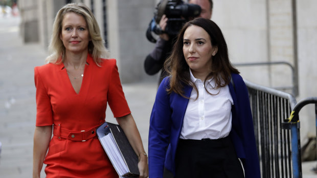 Assange's partner, Stella Moris, right, and his lawyer Jennifer Robinson, arrive at the Central Criminal Court, the Old Bailey on September 14.