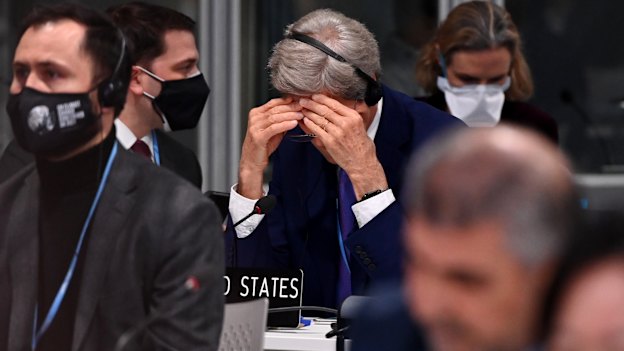 US climate envoy John Kerry during the final moments of the Glasgow climate summit.