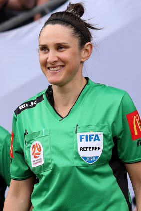 Kate Jacewicz made history as the first woman to referee an A-League match.
