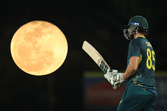 Tim David is playing a shot in Darwin. 