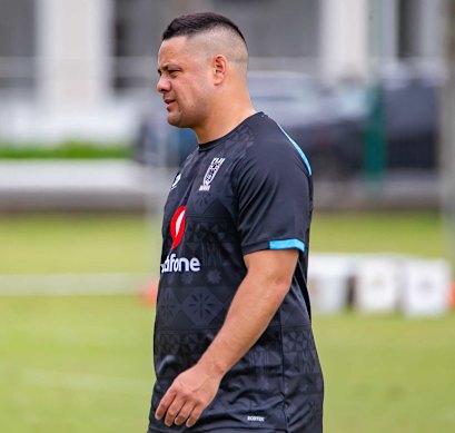 Jarryd Hayne at a Fiji training session in 2024.