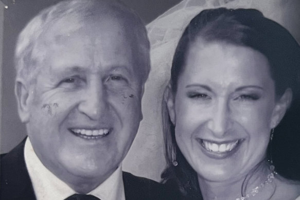 Trish McInnes with her father, Joe Lagan,  on her wedding day.