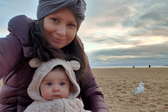 Mordialloc mum Frances Domingo gave birth to her baby Minda at the start of the first lockdown in Melbourne. 