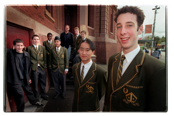 Trinity Grammar students including Piers Mitcham, right, were instrumental in getting Nelson Mandela to visit Australia in 2000.  