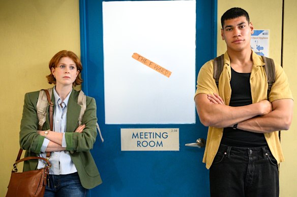 Lola Bond and Ioane Sa’ula in The F Ward.