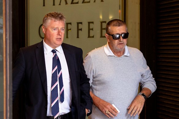 Ex CFMEU NSW boss Darren Greenfield (right) at the Downing Centre in Sydney on Tuesday.