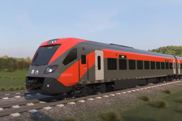 An artist’s impression of the new Spanish-built trains that will run on interstate rail lines.