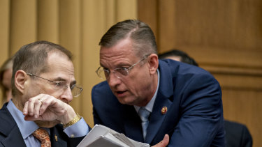Representative Jerry Nadler, a Democrat from New York and chairman of the House Judiciary Committee, left, talks to ranking member Doug Collins, a Republican from Georgia.
