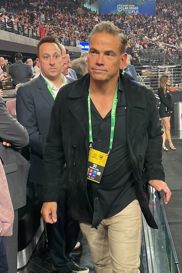 Lachlan Murdoch at Allegiant Stadium for NRL season opener.