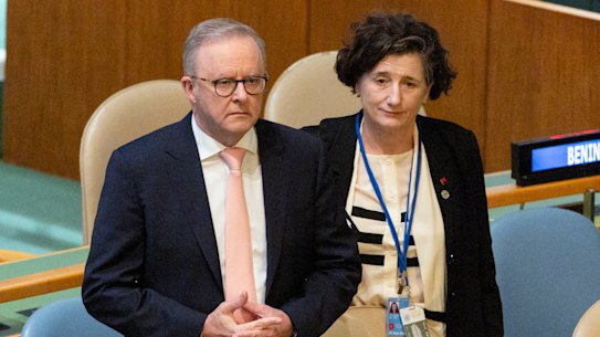 Prime Minister Anthony Albanese with Kathy Klugman, who has been appointed to be the head of the Office of National Intelligence.