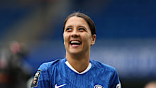 Sam Kerr farewelled Chelsea and Stamford Bridge last month.