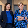 Sonja Hood (left) and Jennifer Watt are the first female president/CEO duo operating at this elite level in AFL. Watt says they enjoy a “comfortable familiarity”.