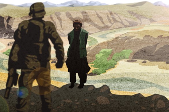 Afghan villager Ali Jan was marched to a cliff edge with his hands tied behind his back before being executed.