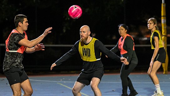 Wing defence Ciaran Rayment tries to intercept a pass at Flagstaff Gardens.