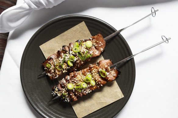 Spiedo (chargrilled mortadella skewers).