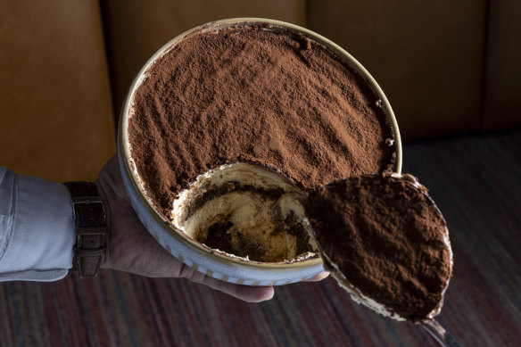 Tiramisu is scooped tableside.