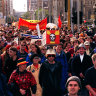 Jabiluka was developed and prepared for mining before work was stopped, following huge backlash, including this rally in Melbourne in 1999.