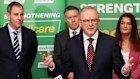 Treasurer Dr Jim Chalmers, Minister for Health and Aged Care Mark Butler, Prime Minister Anthony Albanese and Labor candidate Ali France at a visit to the Murrumba Downs Medical and Dental Centre in Murrumba Downs, Queensland – a ForHealth practice.