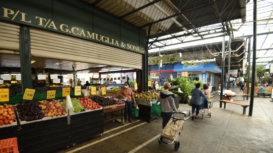 Fruit and vegetables on sale at Preston Market.